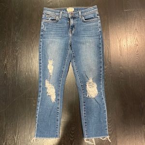 L’Agence cropped ripped jeans